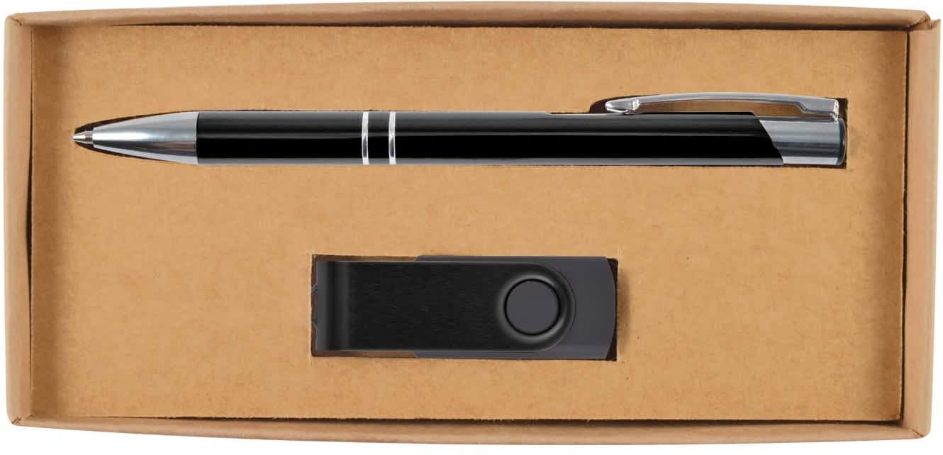 Black Bellman Pen &amp; USB Cardboard Gift Set