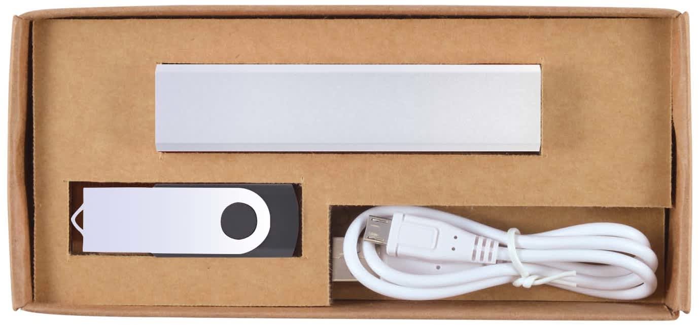 White IInfinity Cardboard Gift Set with Powerbank and USB