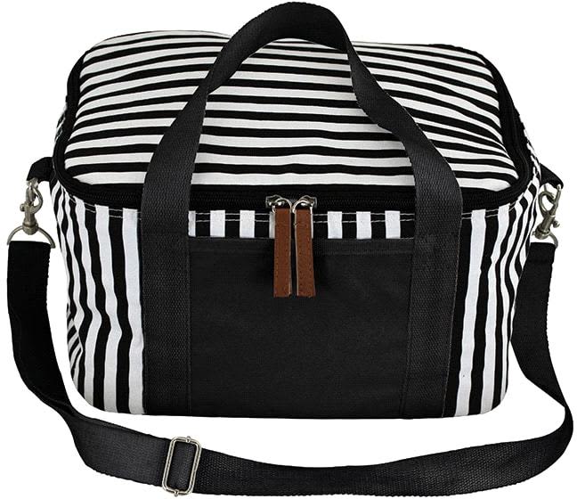 Black Striped Cotton Canvas Cooler