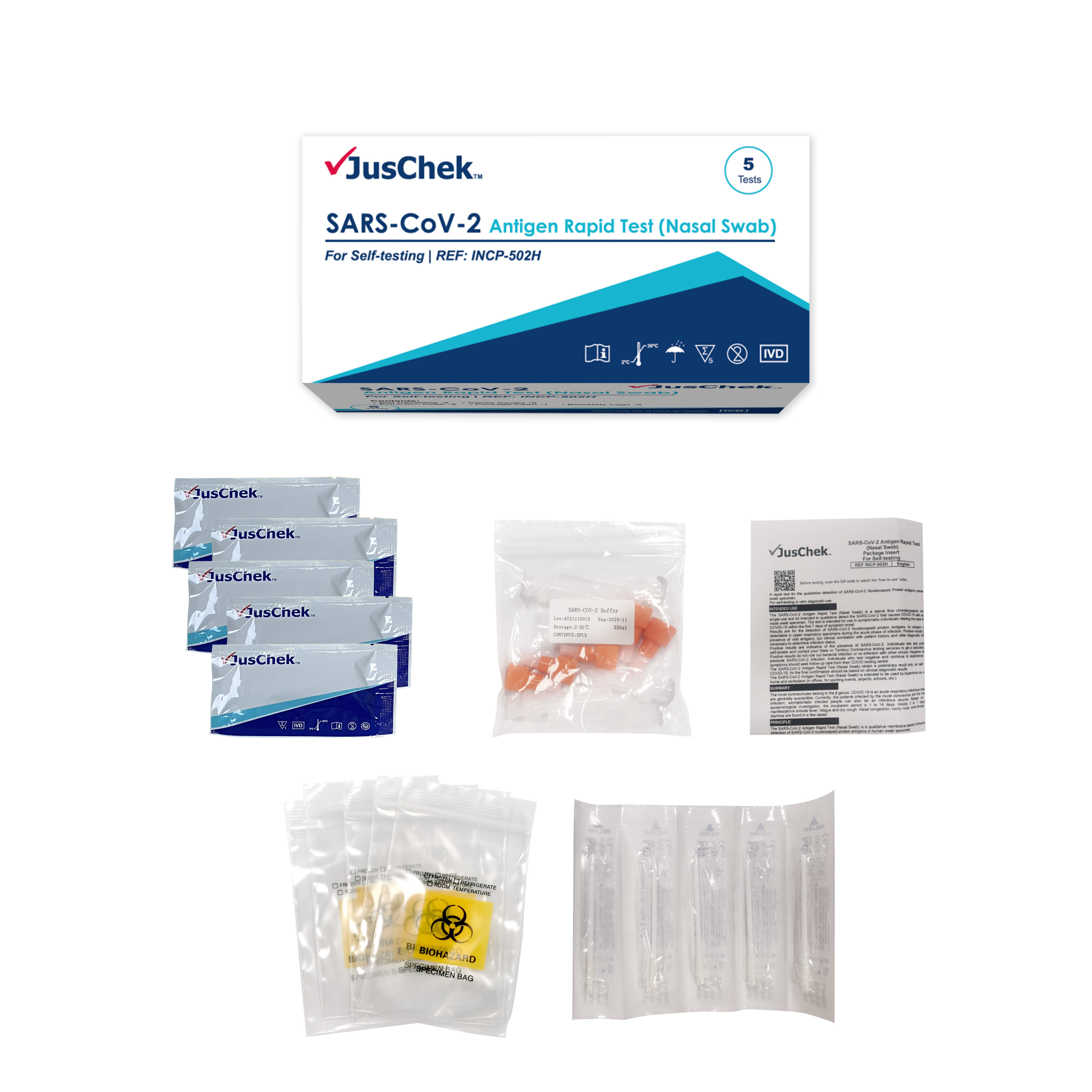 JusChek Nasal Swab Rapid Antigen Test (RAT)