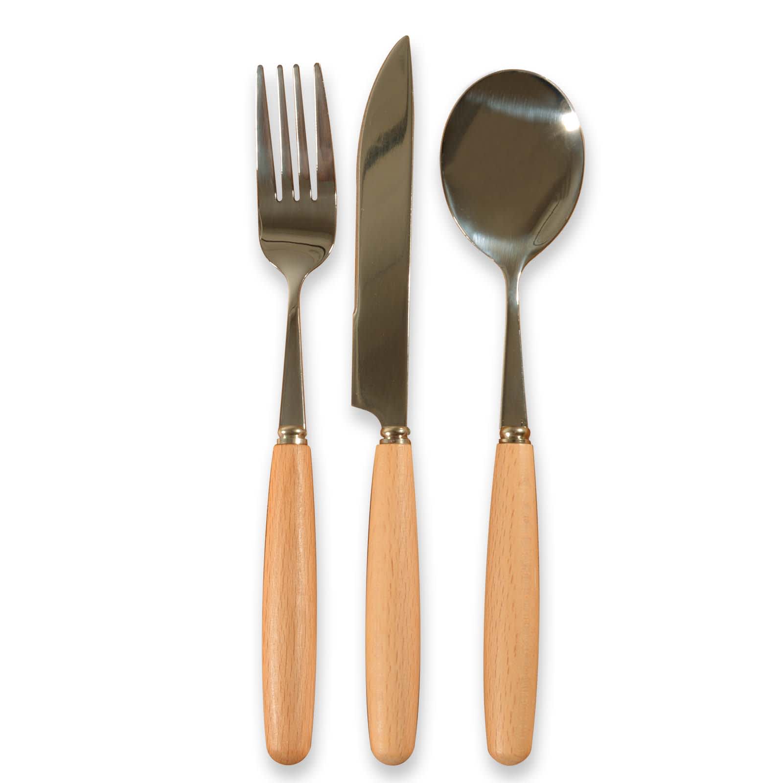 Bamboo/Silver Savour Cutlery Set in Pouch