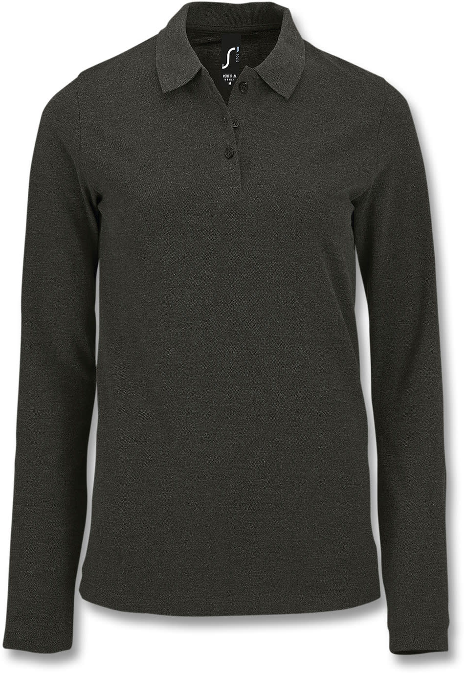 Charcoal Melange SOLS Perfect Womens Long Sleeve Polo