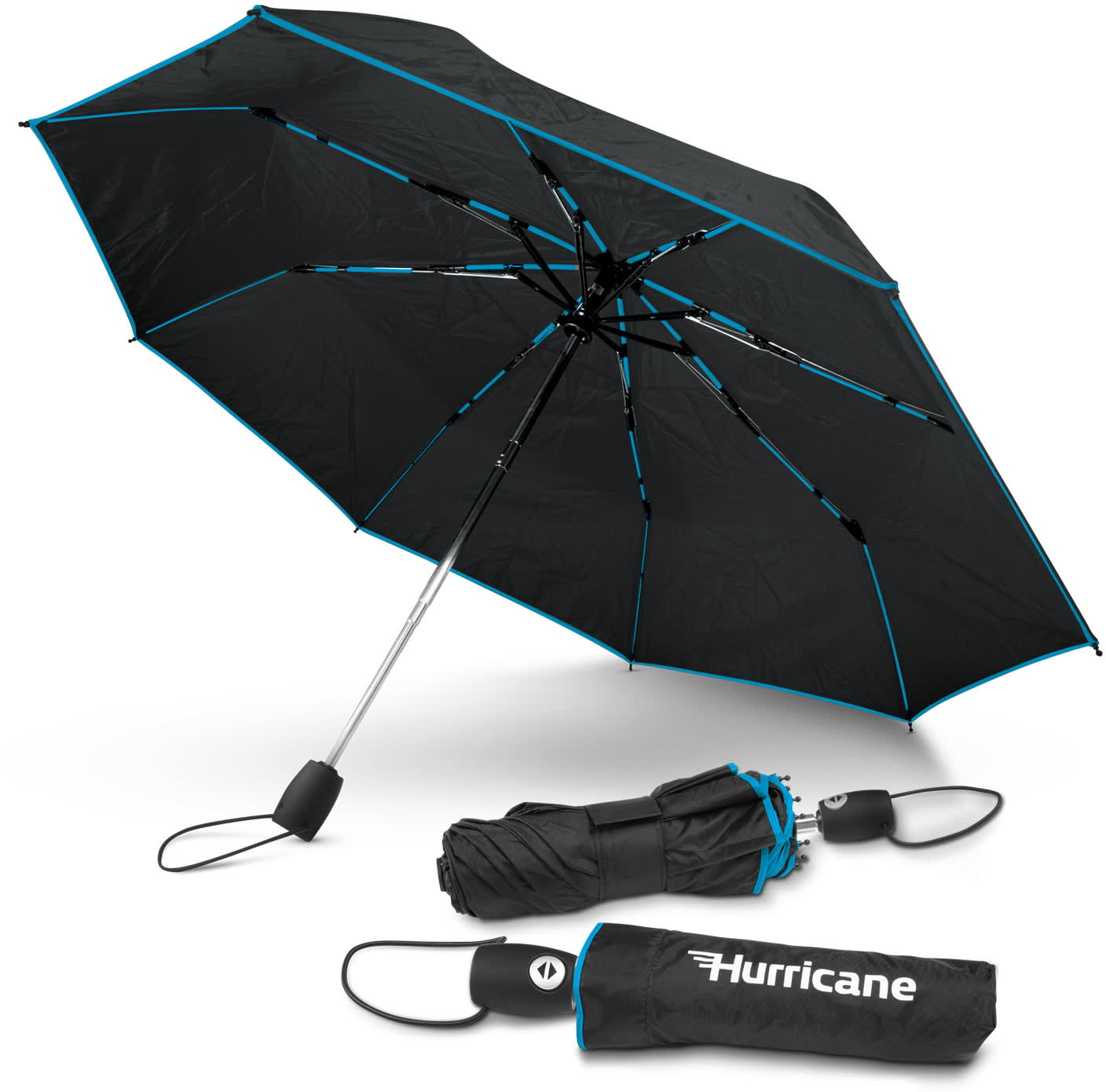 Cyan/Black PEROS Hurricane City Umbrella