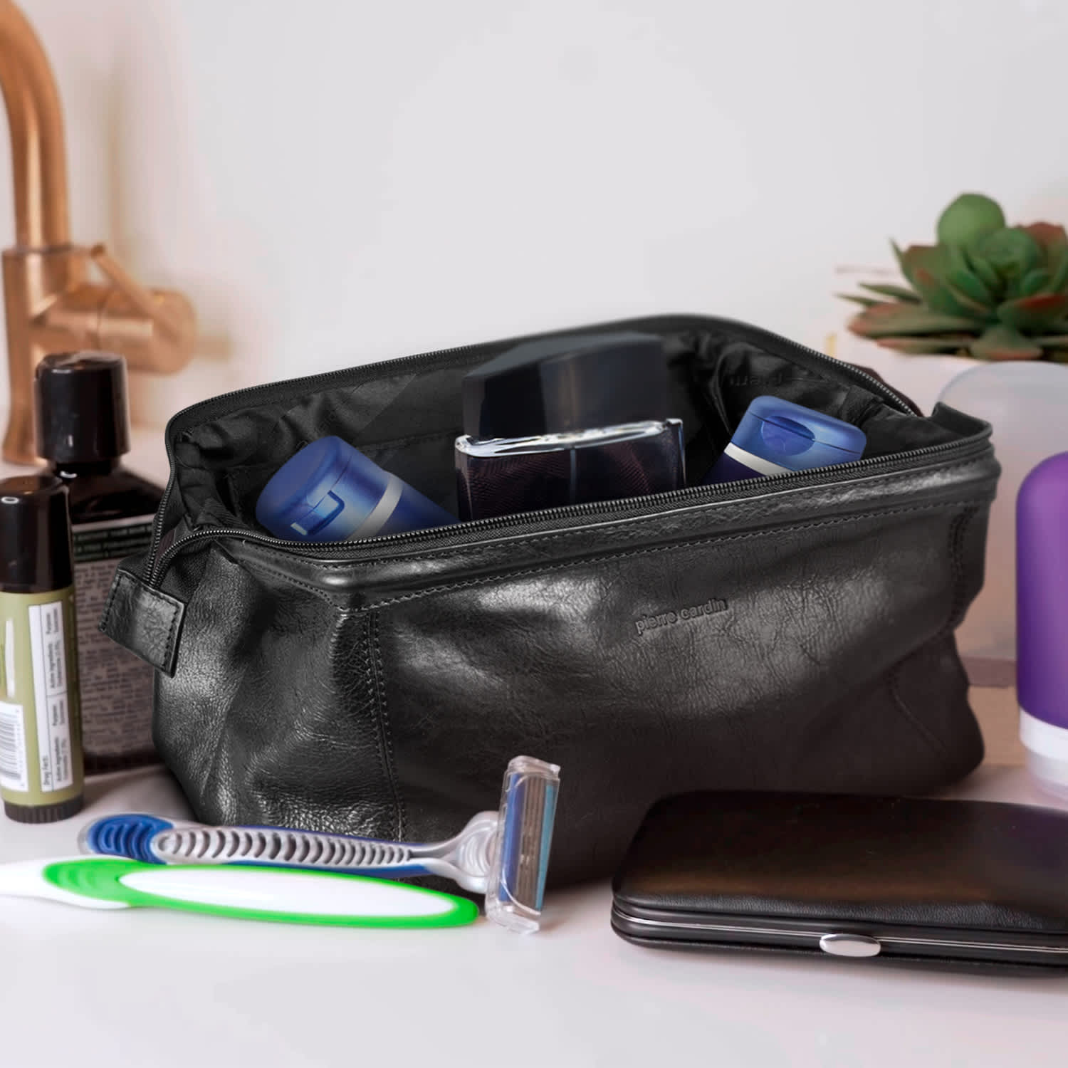 Pierre Cardin Leather Toiletry Bag