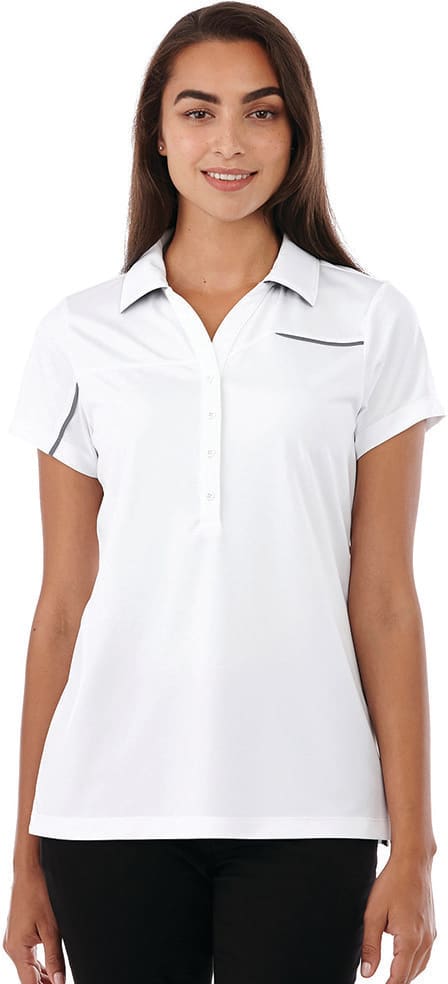 White/Steel Grey Wilcox Short Sleeve Polo - Womens