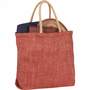 Red Herringbone Jute Tote