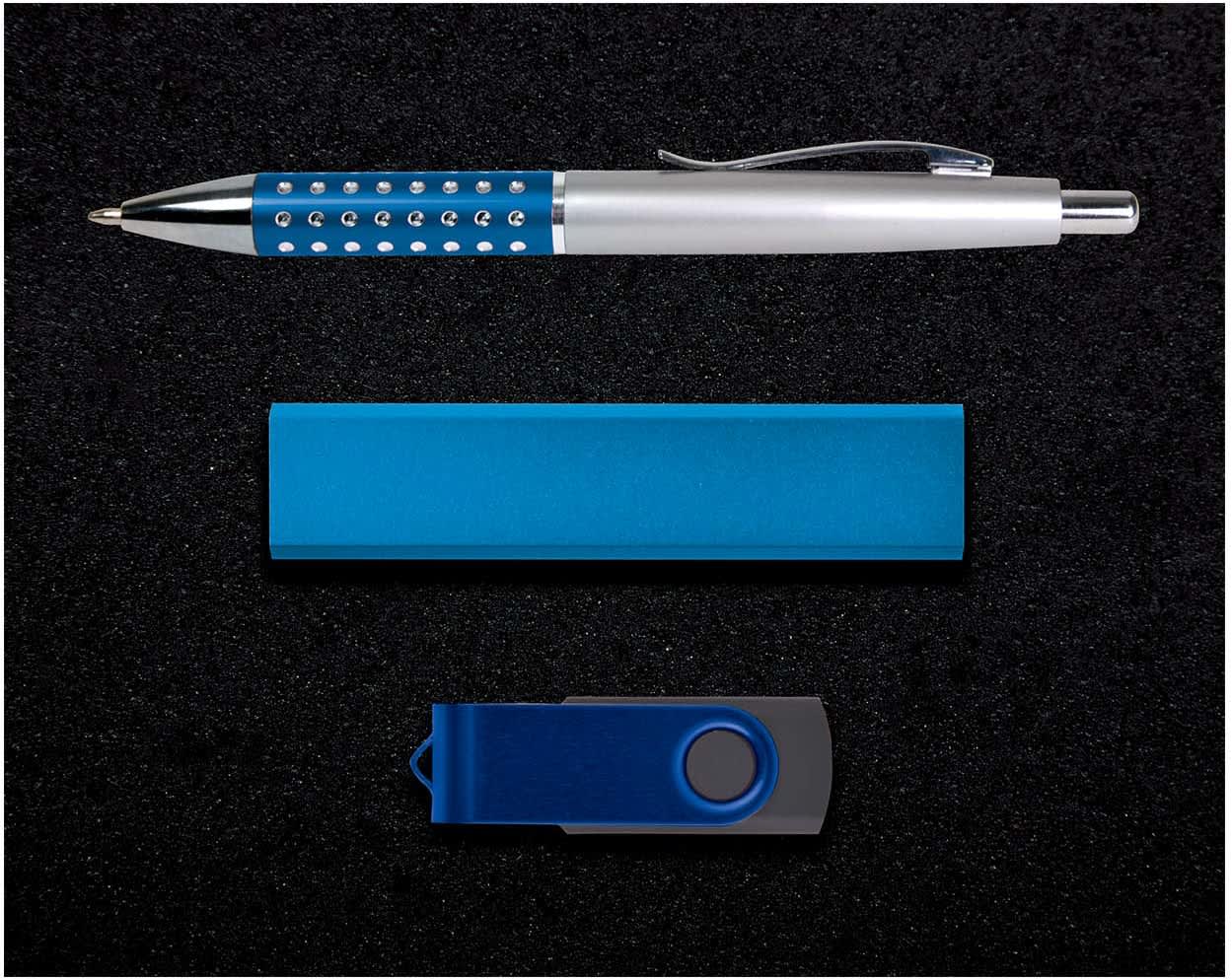 Superior Gift Set - Bling Pen Velocity Power Bank Swivel Flash Drive