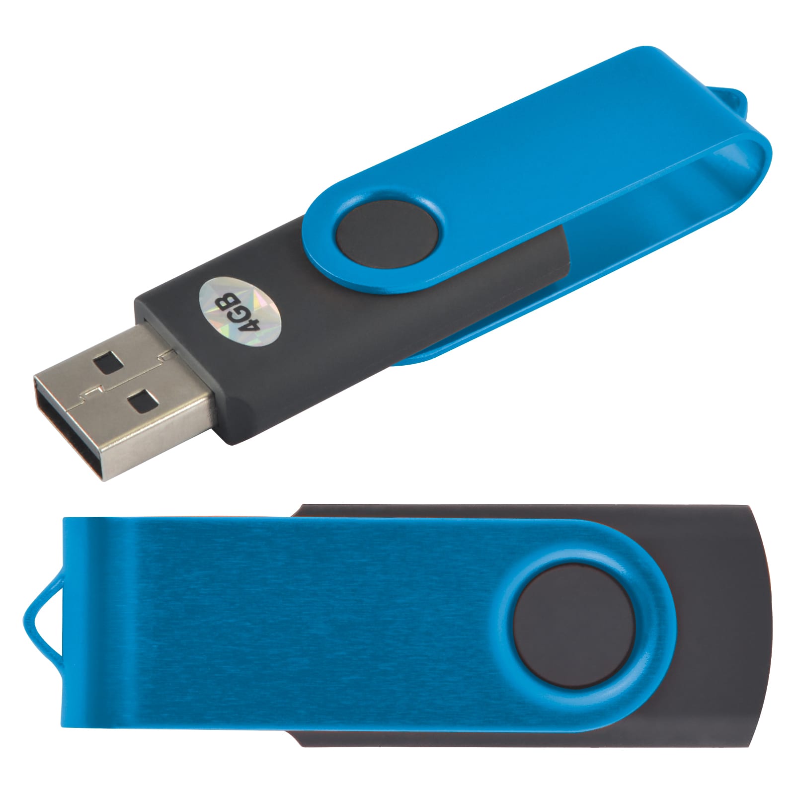 Black/Light Blue Swing USB Flash Drive