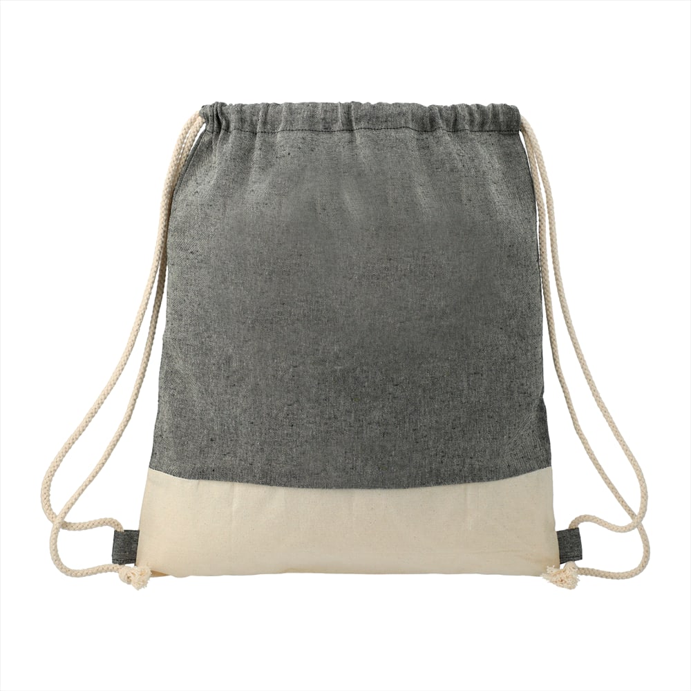 Black/Natural Split Recycled Cotton Drawstring Bag