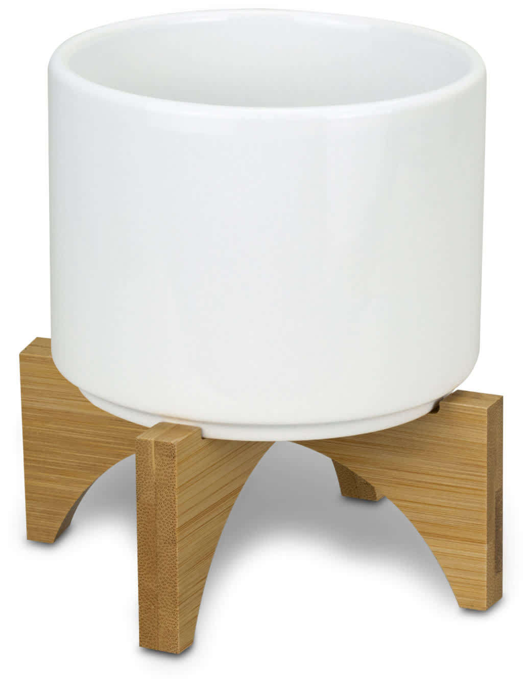 White/Natural Planter with Bamboo Base