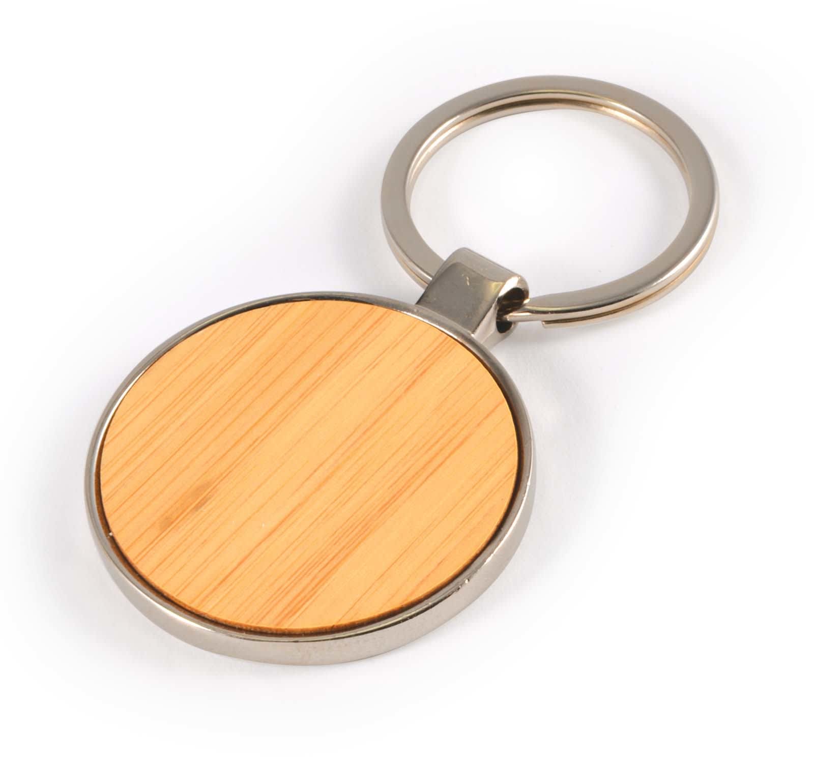 Silver/Bamboo Circle Bamboo Zinc Keytag