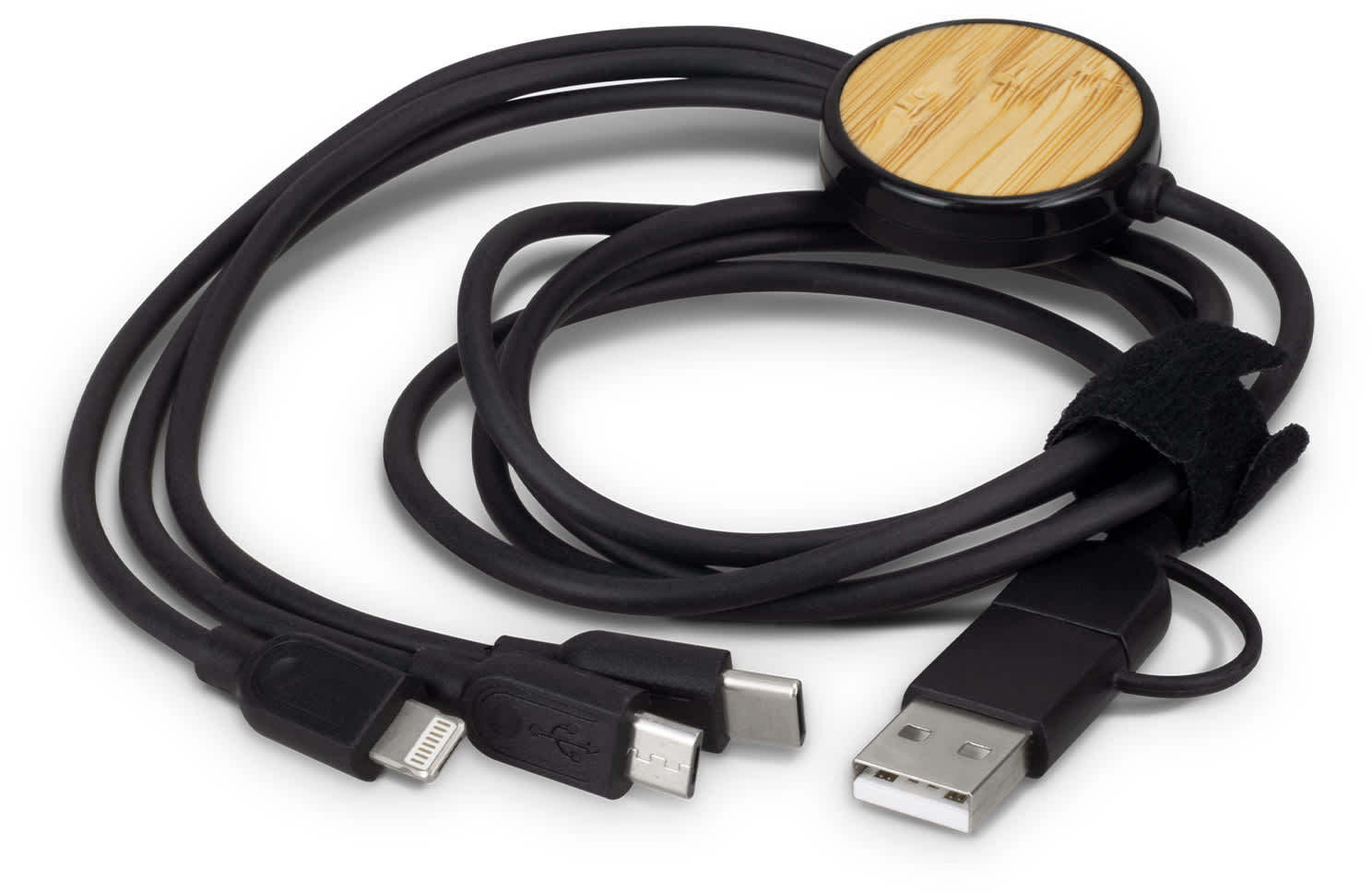 Natural/Black Bamboo Triple Connector Cable