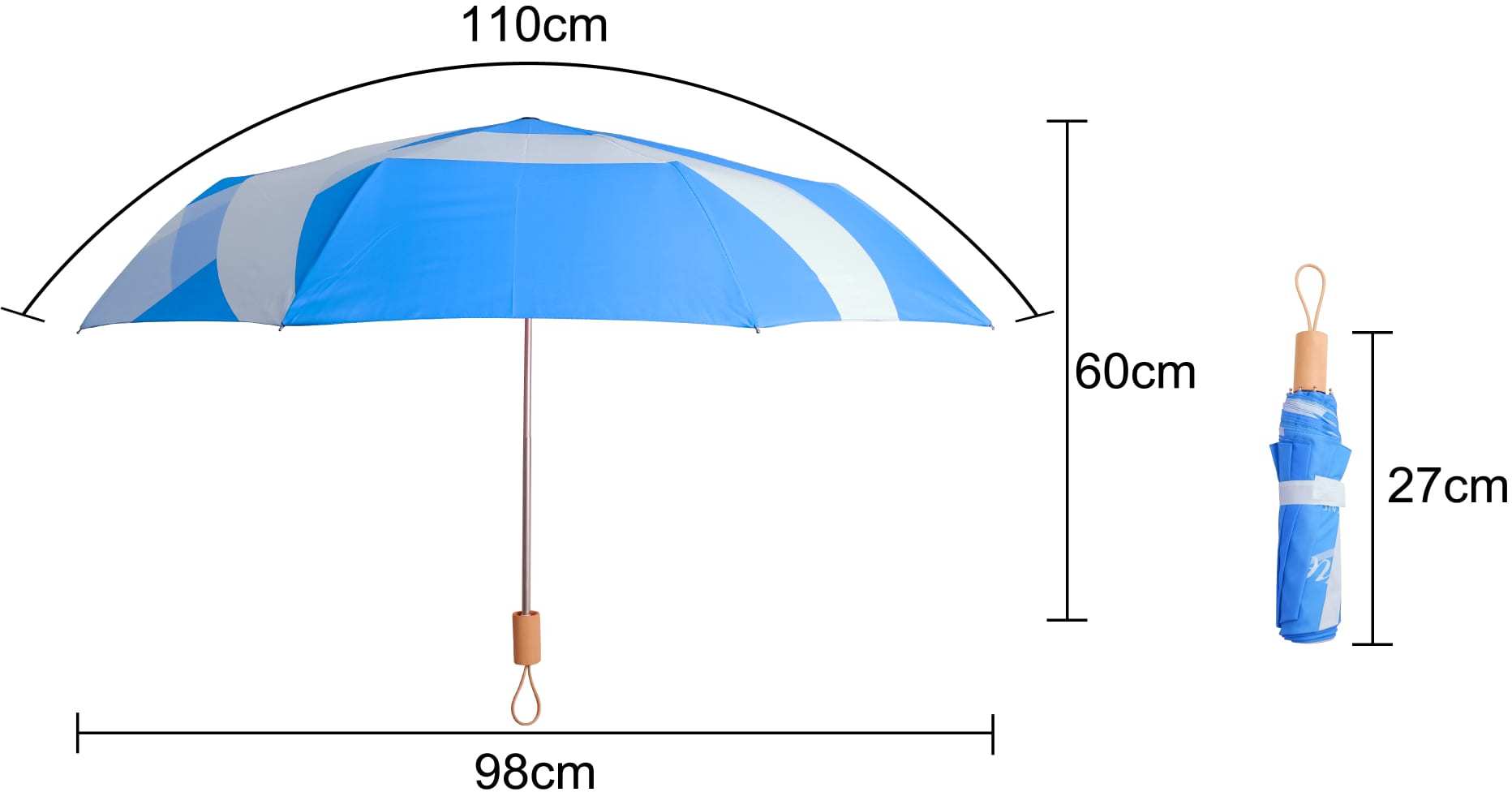 RPET Lightweight Umbrella with Wooden Handle