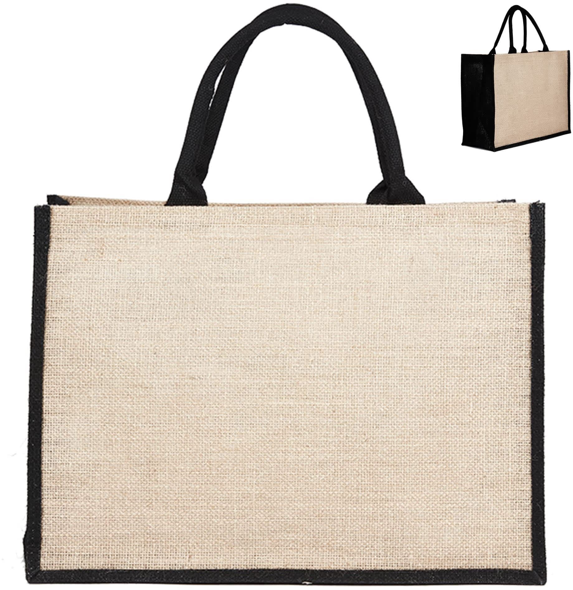 Natural/Black Jute Bag Colored