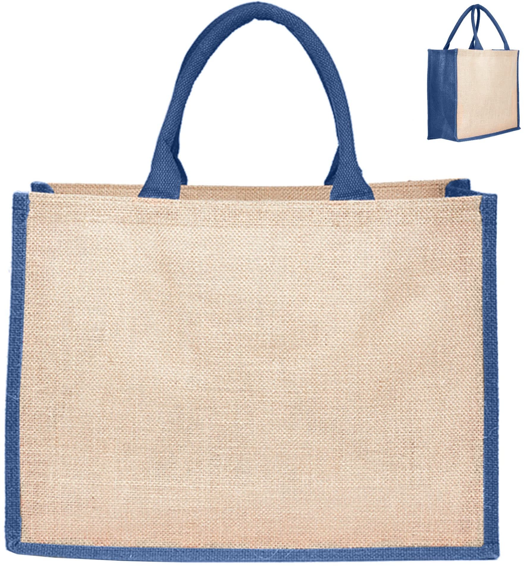 Natural/Blue Jute Bag Colored