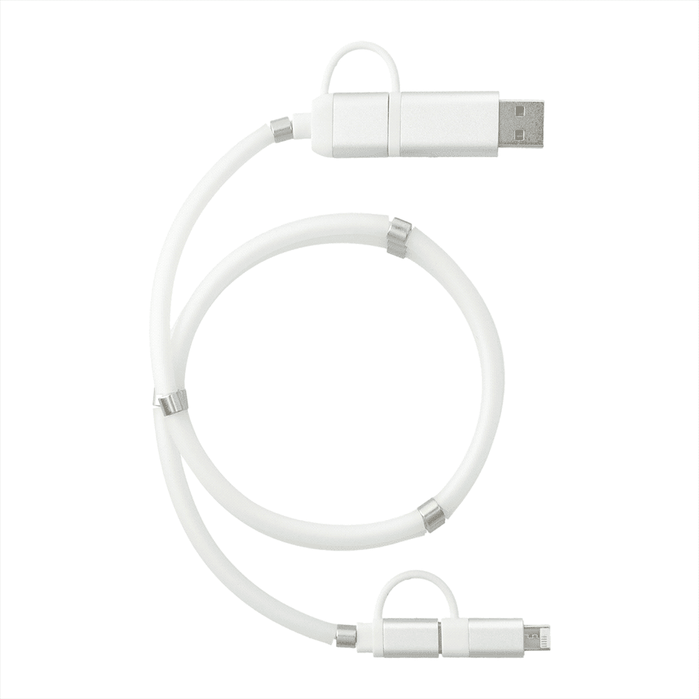 White Whirl 5-in-1 Charging Cable with Magnetic Wrap