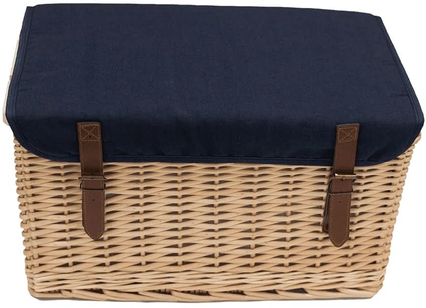 Navy Trekk Wicker Basket With Picnic Table