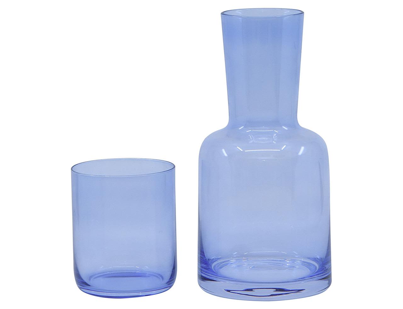 Translucent Blue Lux Carafe &amp; Tumbler Set