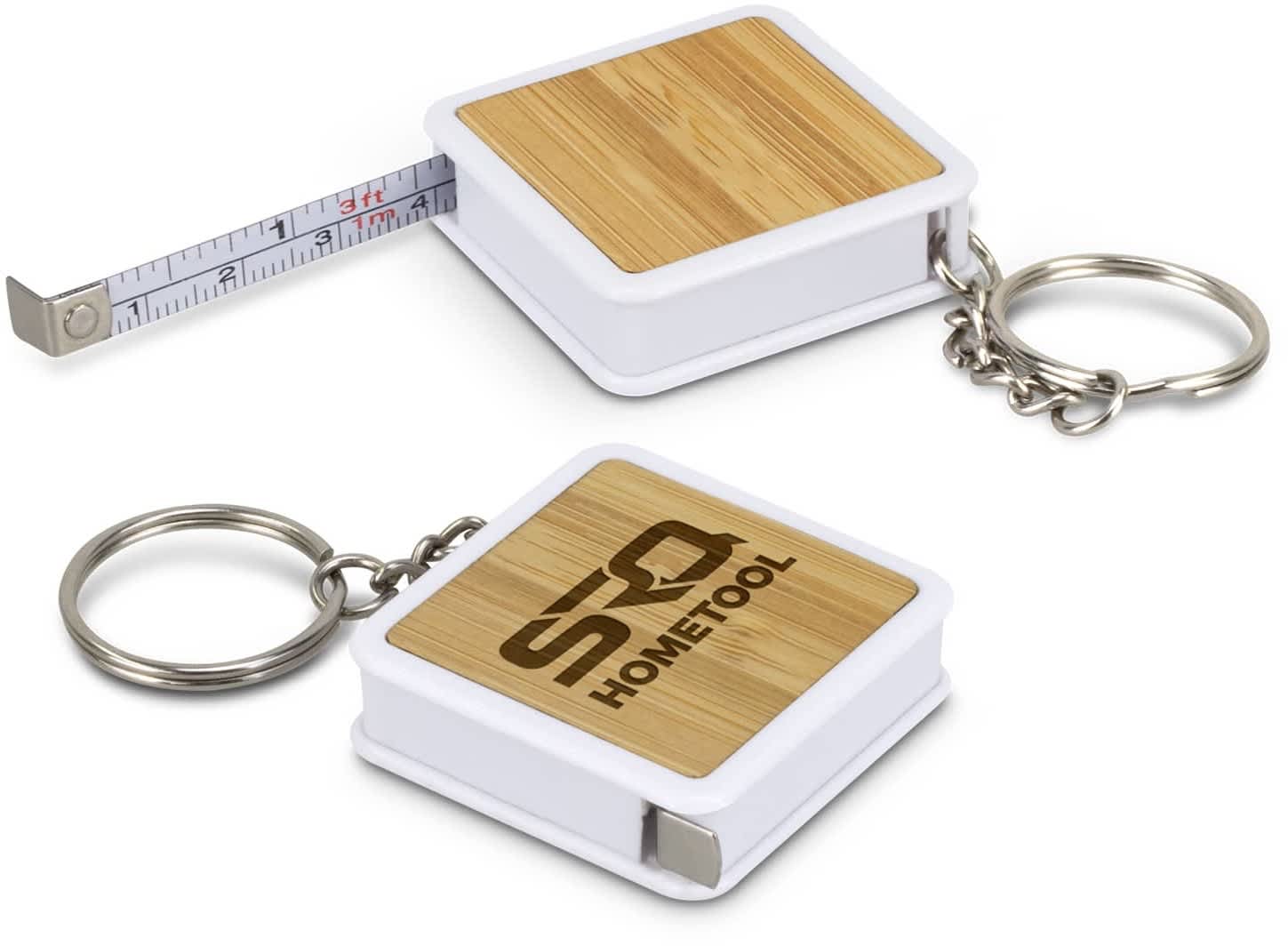 Bamboo Tape Measure Key Ring