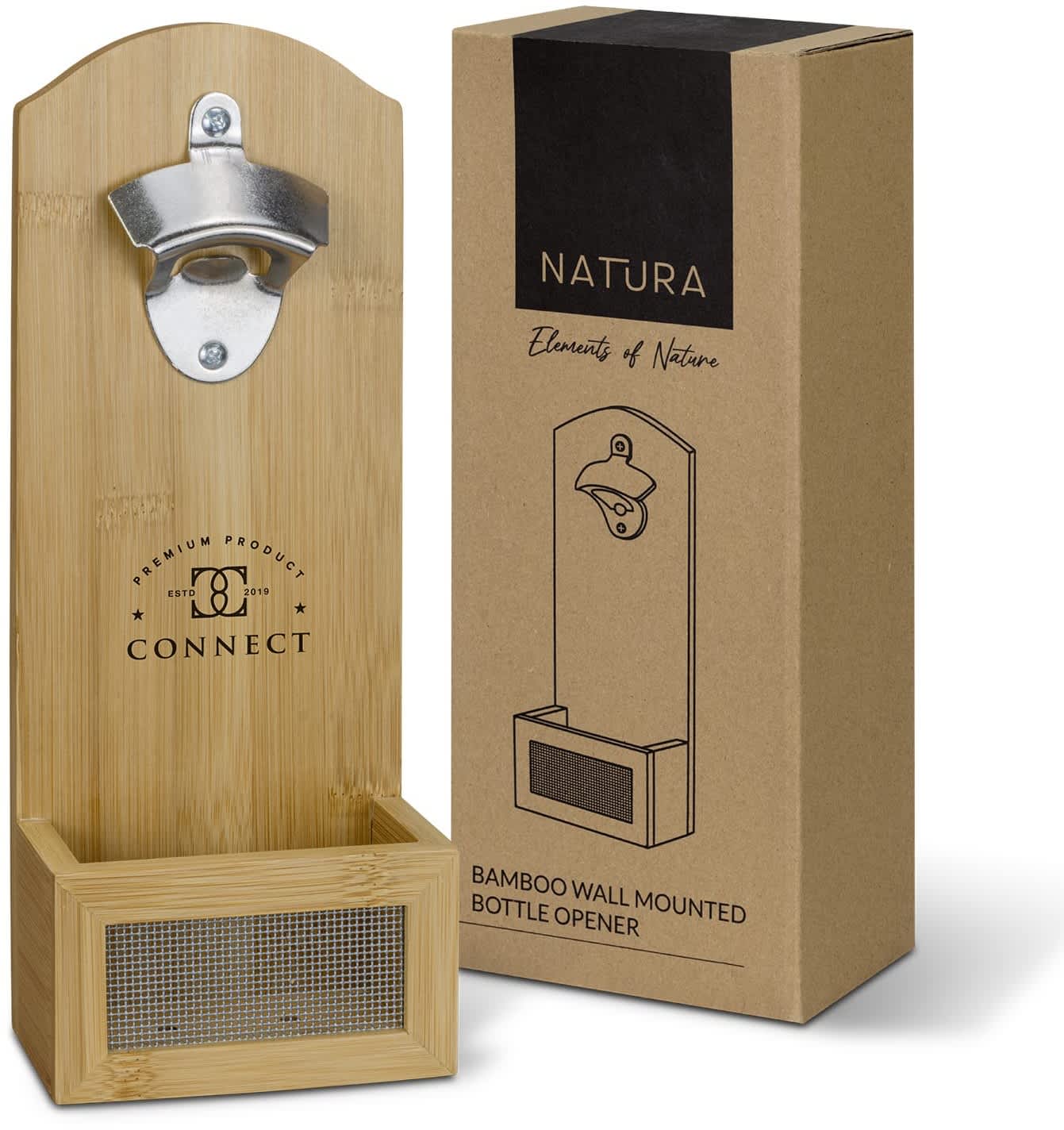 NATURA Bamboo Wall Mounted Bottle Opener