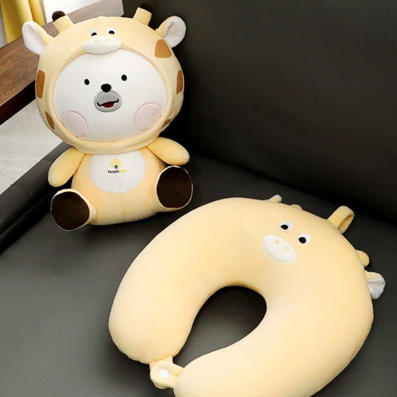 Sitting Animal Shaped 2 in 1 Travel Pillow