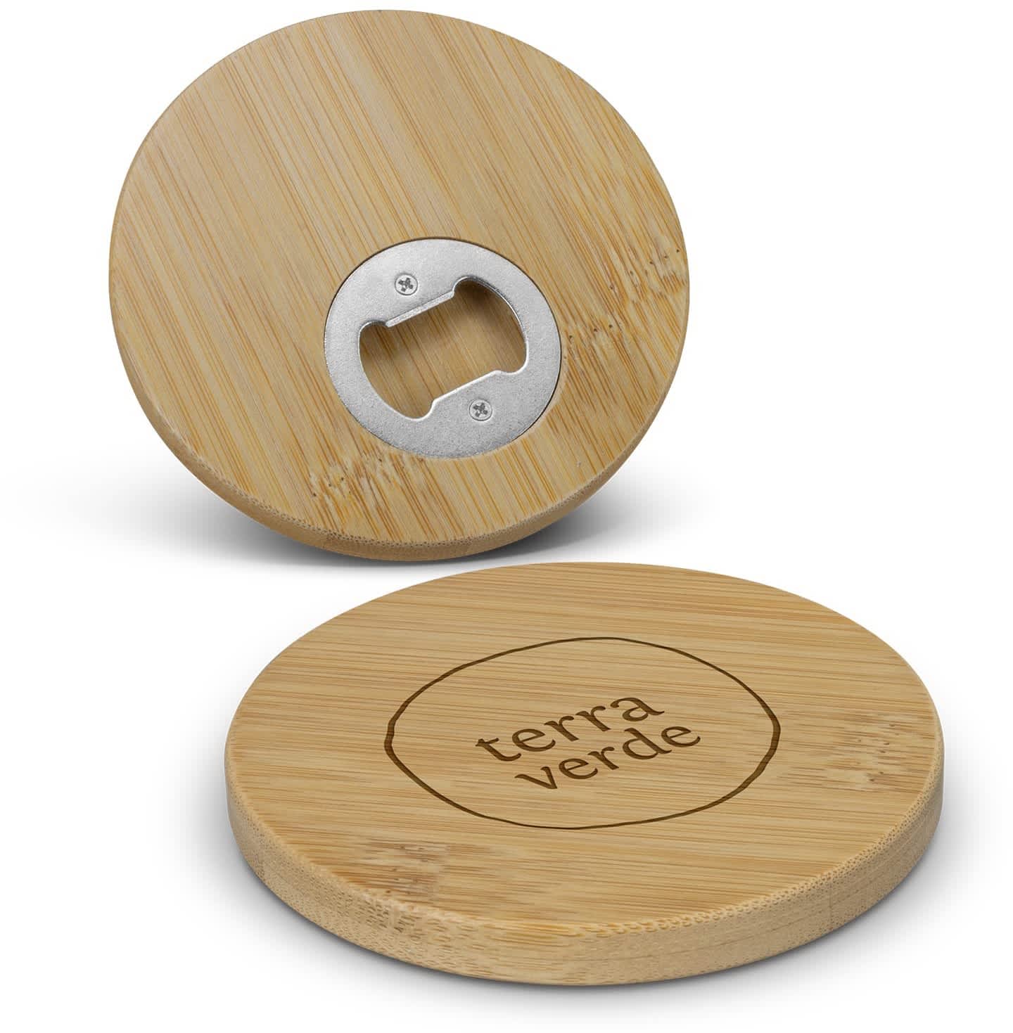 Bamboo Bottle Opener Coaster - Round