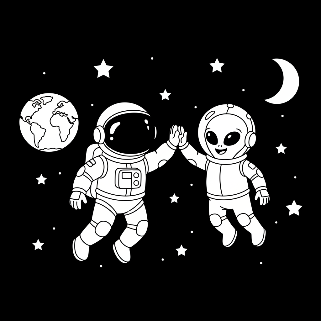 Cosmic High-Five - Black and White