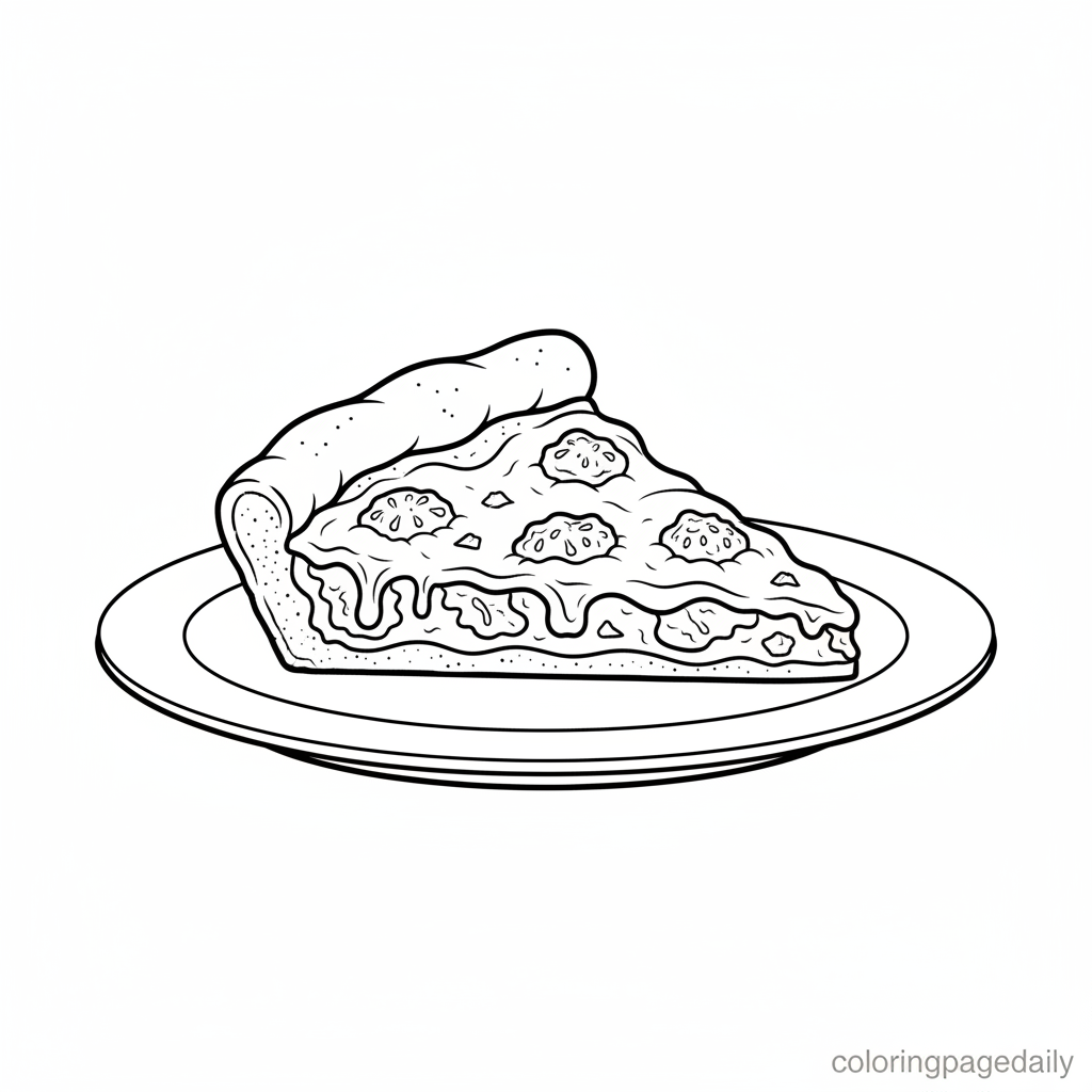 A Perfect Pizza Slice - Black and white coloring page ready to print