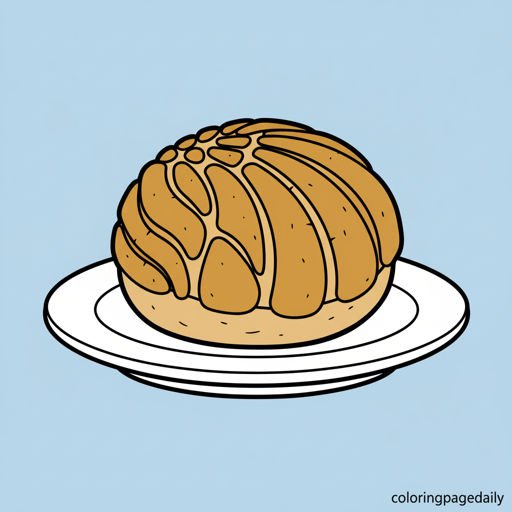 Sweet Shell Bread - Colored reference example for this printable coloring page