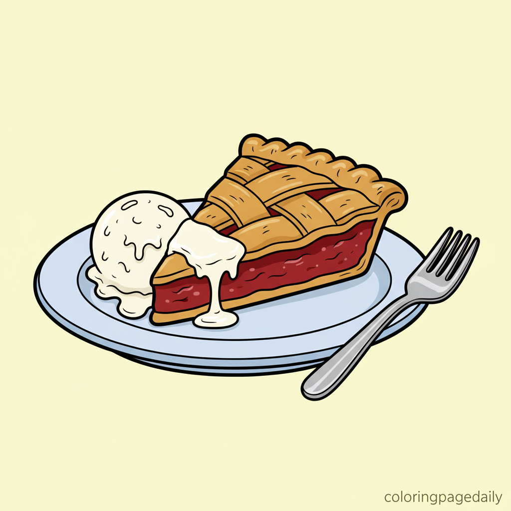 Slice of Apple Pie - Colored reference example for this printable coloring page