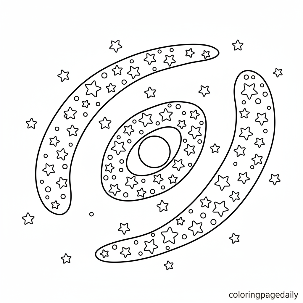 Swirling Spiral Galaxy - Black and white coloring page ready to print