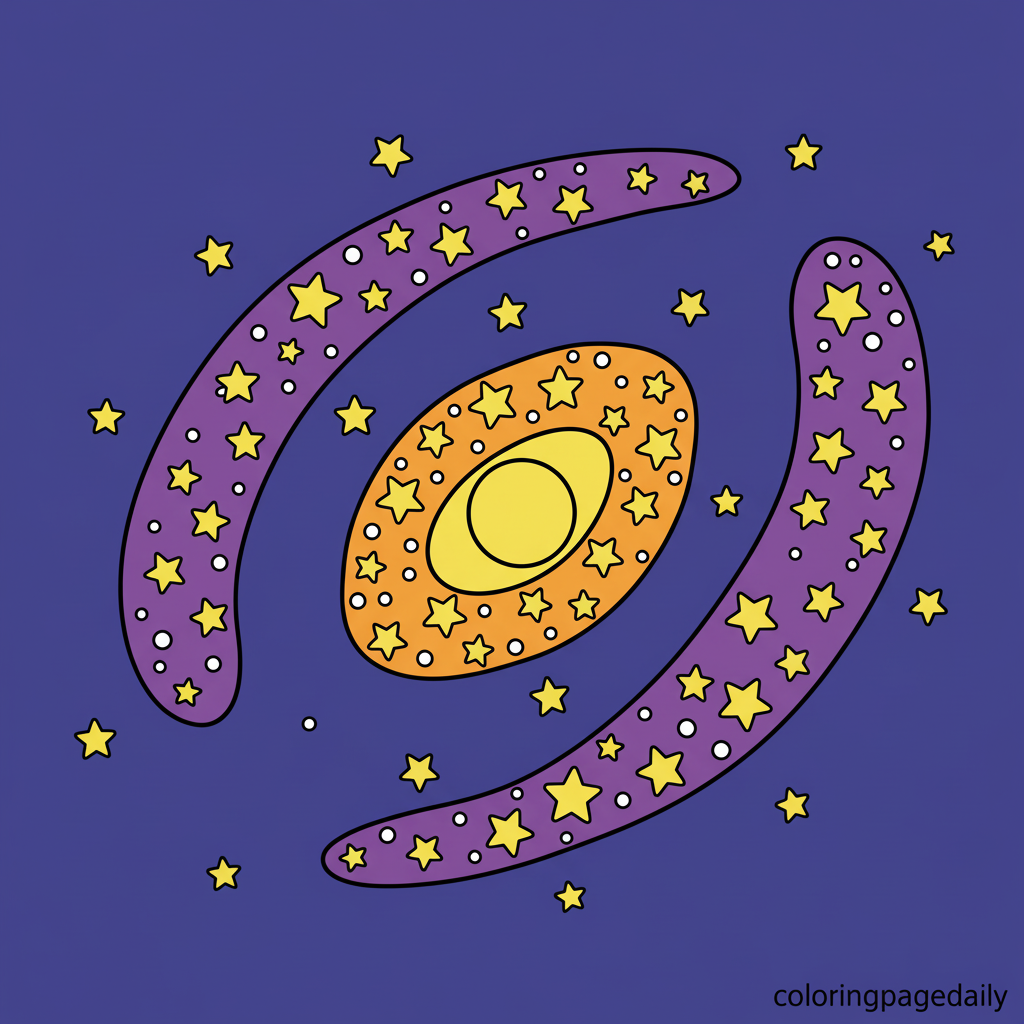 Swirling Spiral Galaxy - Colored reference example for this printable coloring page