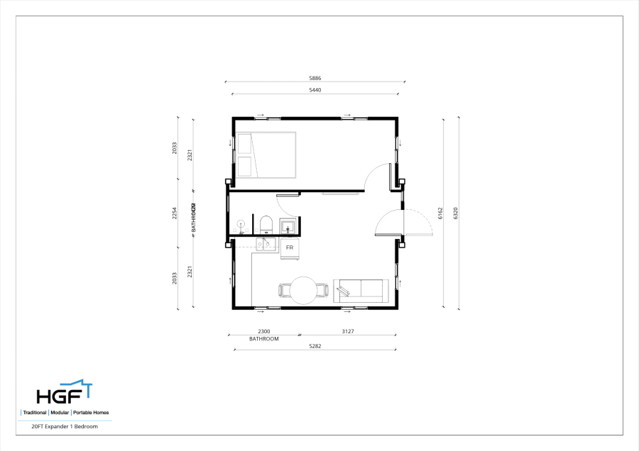 20ft 1 Bedroom Small — floorplan
