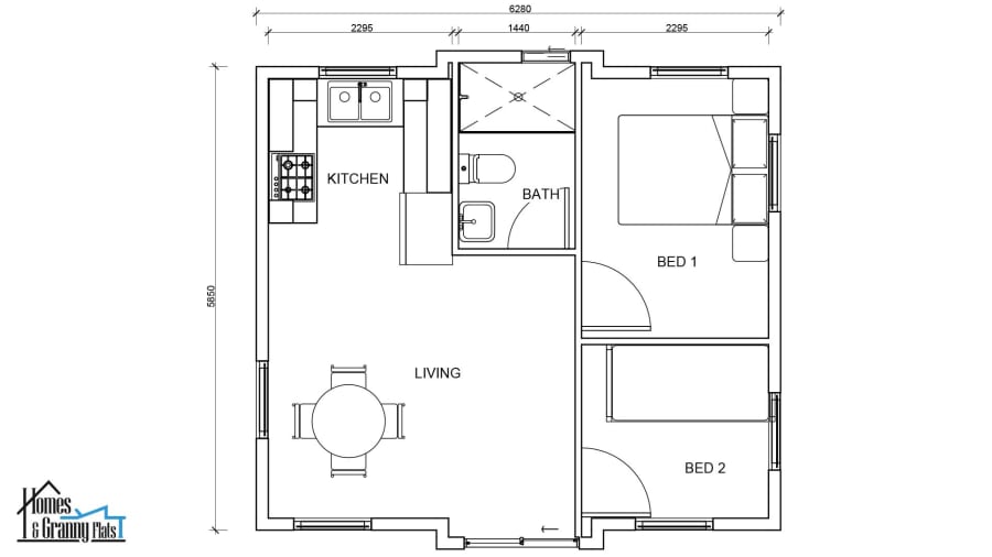 20ft 2 Bedrooms — floorplan