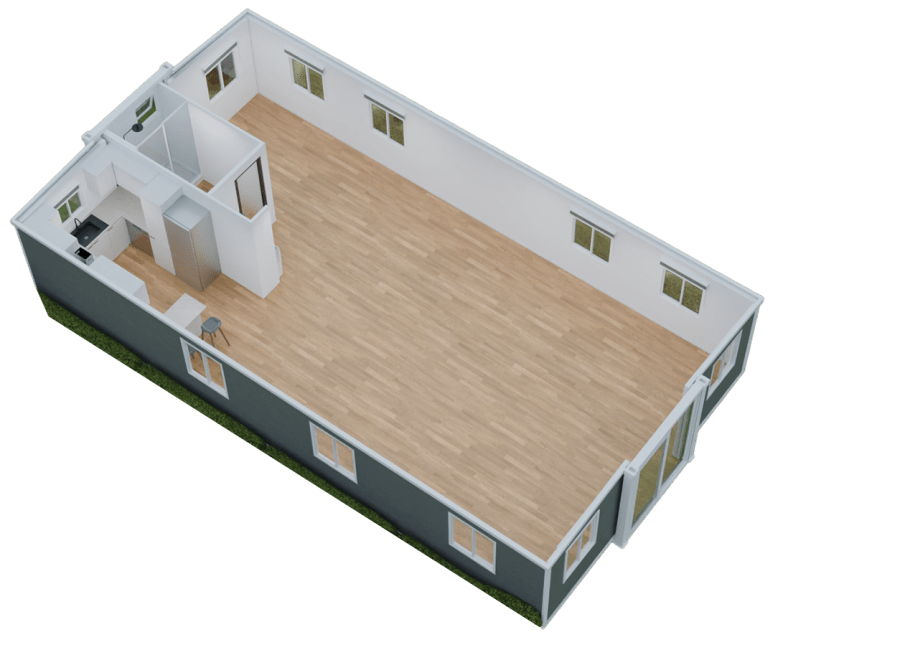 40ft Open Plan with Bathroom — isometric view