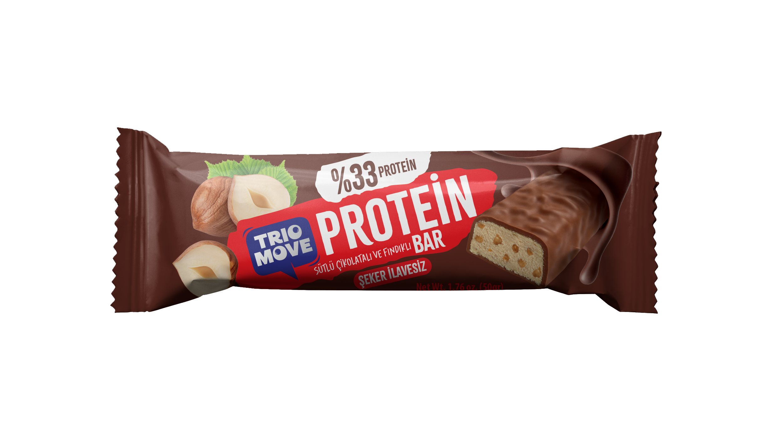 TRIO MOVE ÇİKOLATA KAPLI PROTEIN BAR FINDIKLI 50GR*9*8