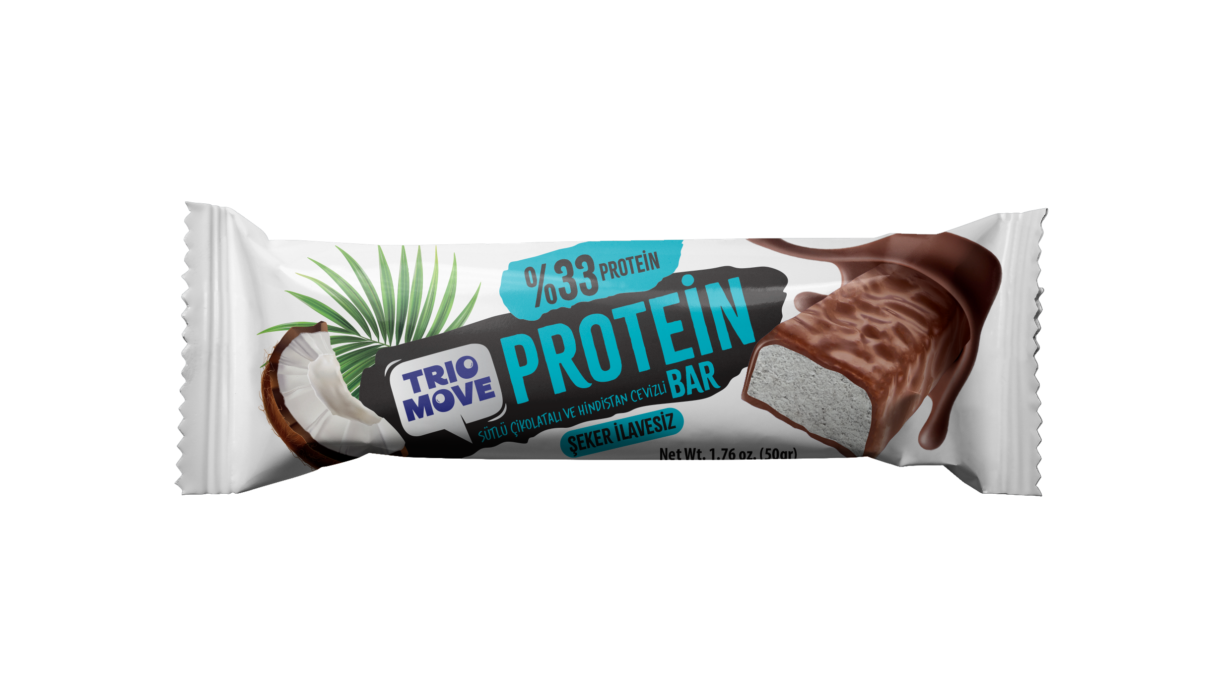 TRIO MOVE ÇİKOLATA KAPLI PROTEIN BAR HİNDİSTAN CEVİZLİ 50GR*9*8