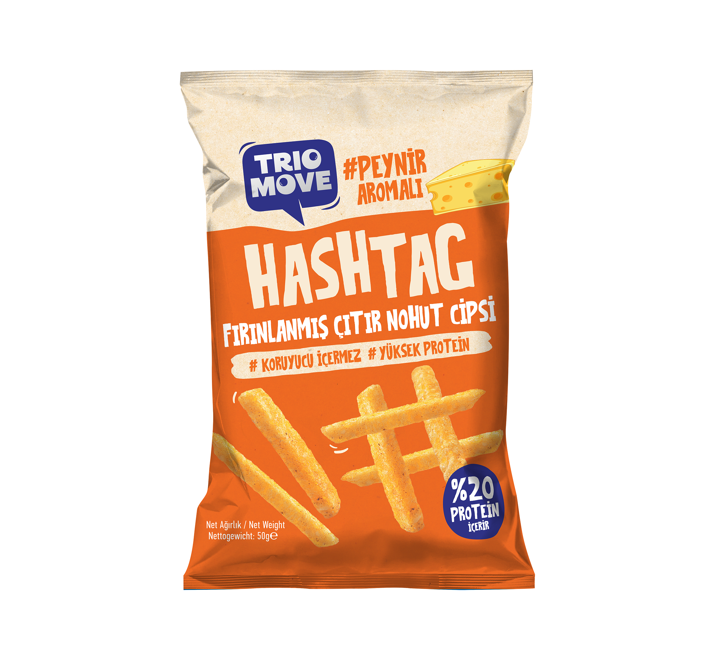 TRİO MOVE HASH TAG FIRINLANMIŞ STİCK NOHUT CİPSİ PEYNİR