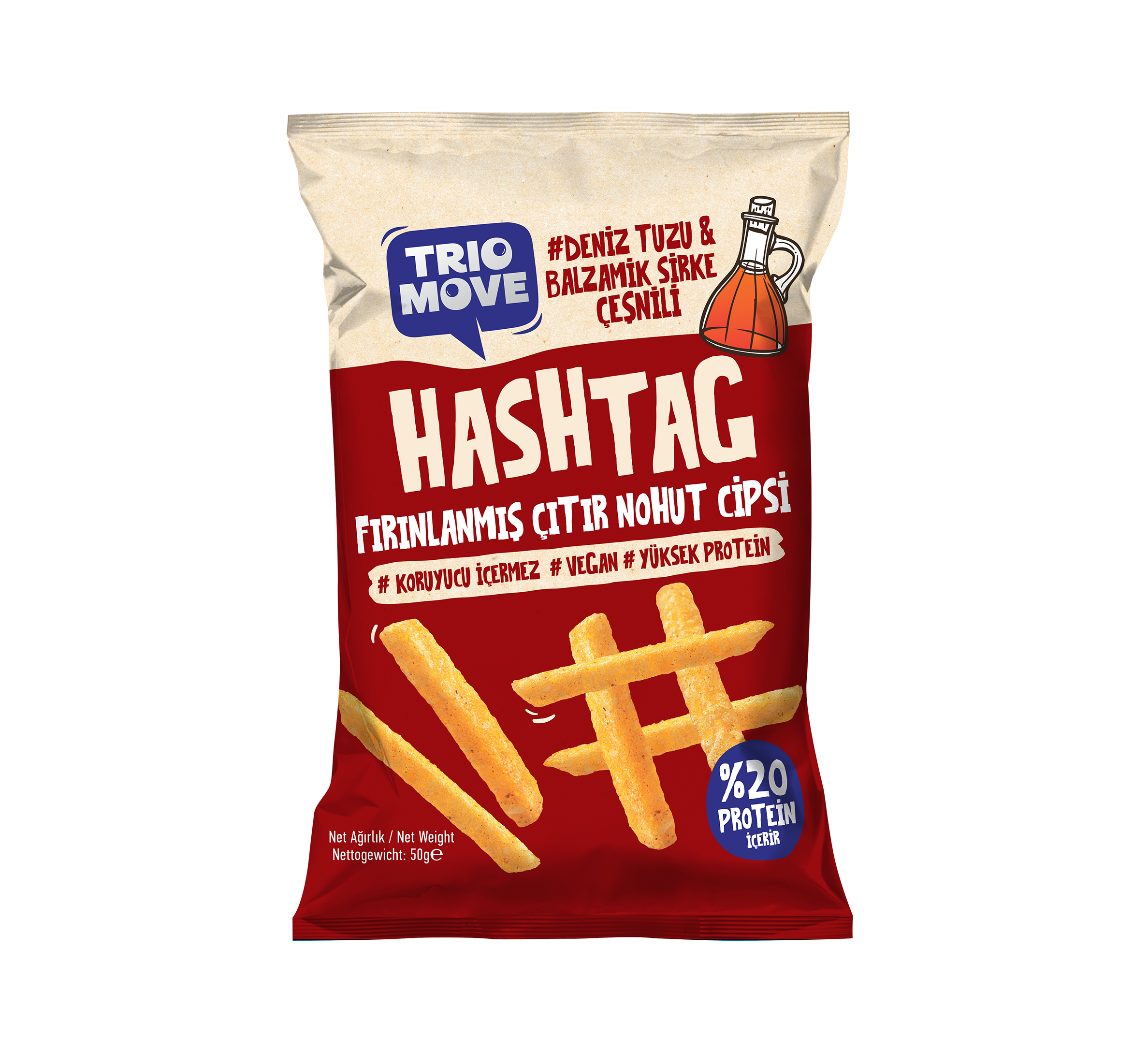 TRİO MOVE HASH TAG FIRINLANMIŞ STİCK NOHUT CİPSİ BALZAMİK SOSLU
