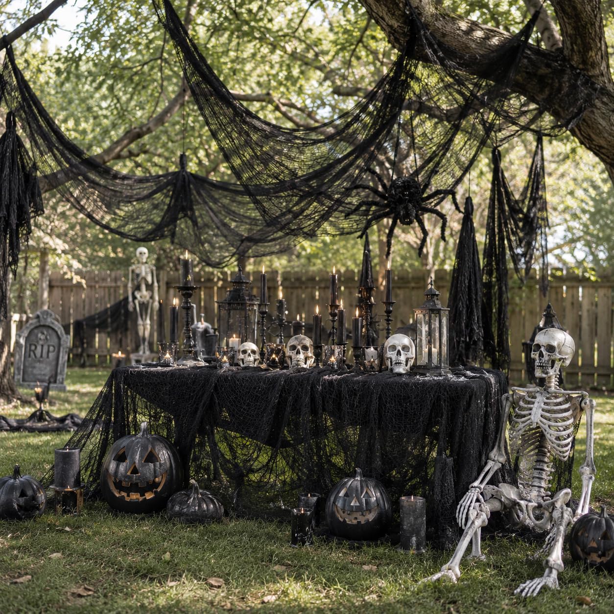 Tela negra de gasa para Halloween