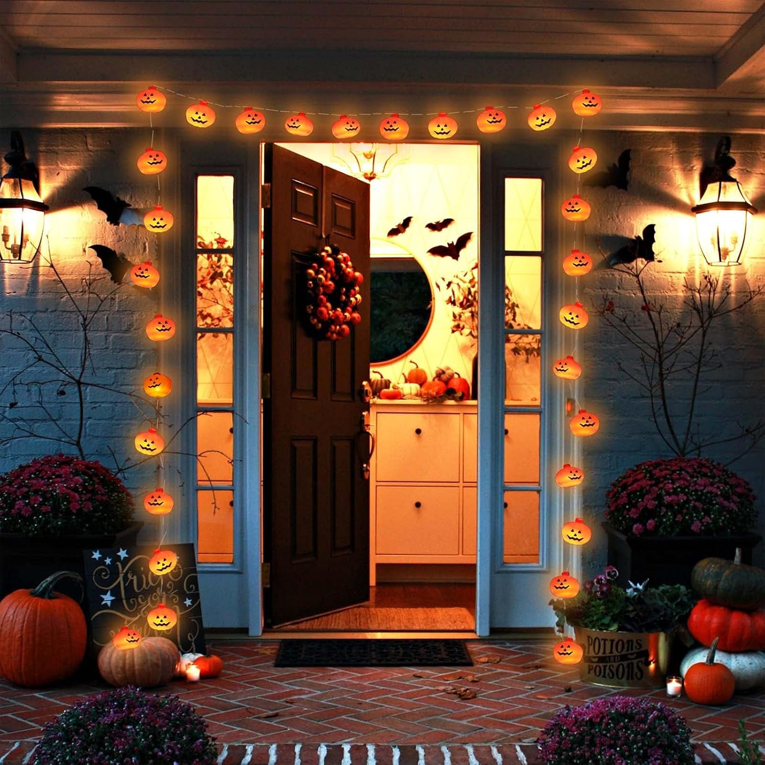 Guirnalda de calabazas con LED