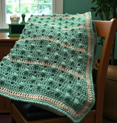 Dotty about Bobbles! Aran Blanket