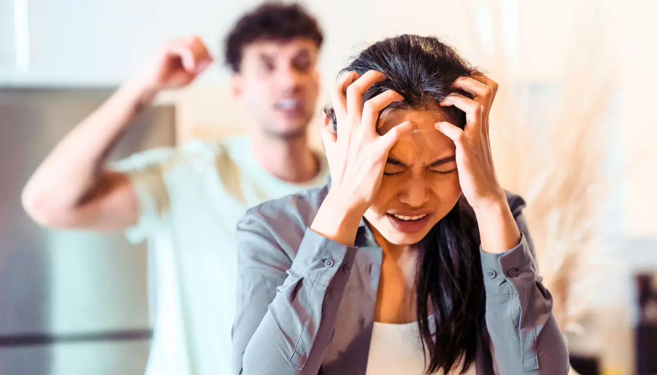 An expat couple experiencing conflict, symbolizing expat relationship problems.