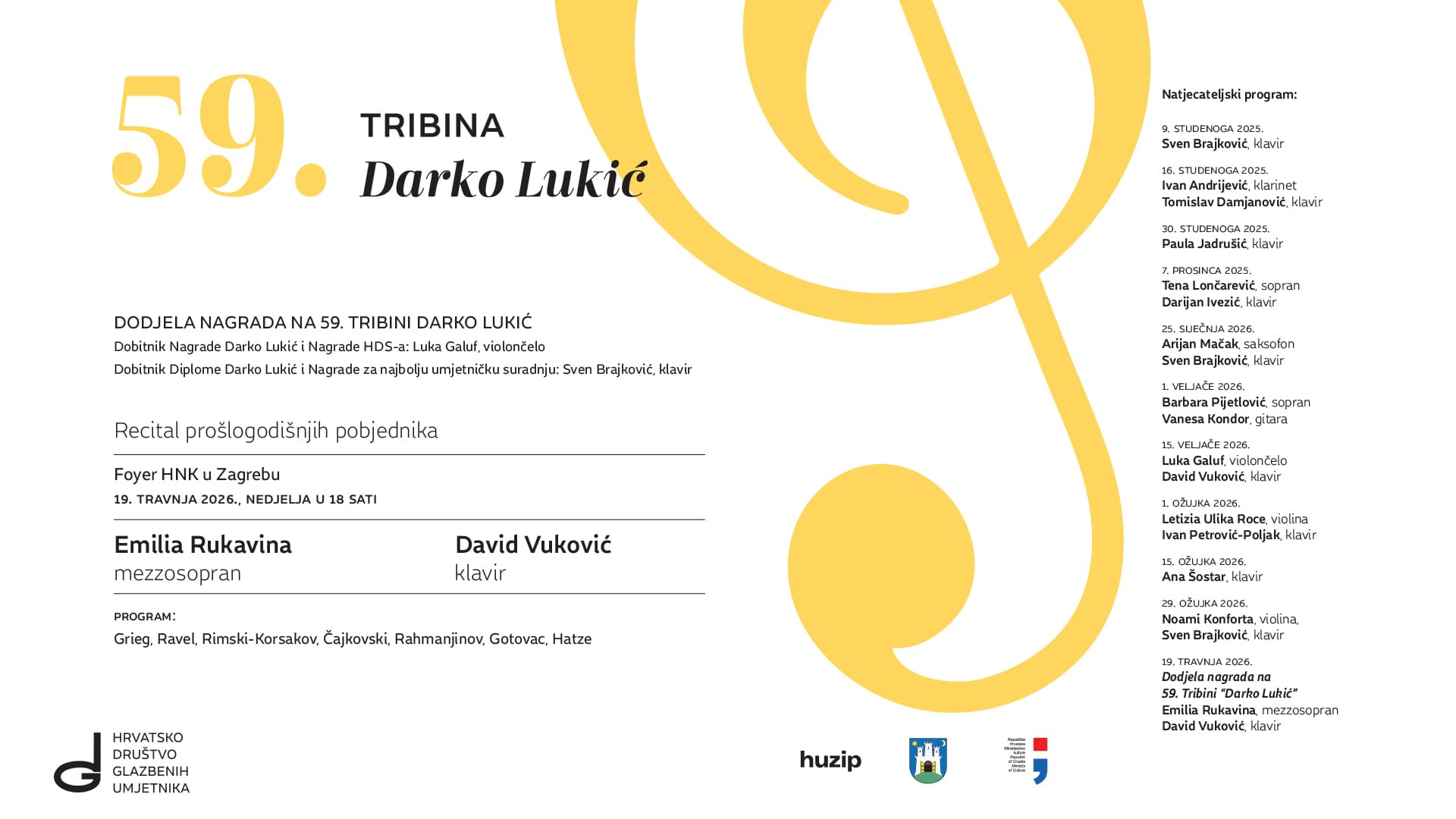 Ceremonial Award Presentation and Recital by the Winner of the 58th “Darko Lukić” Forum
