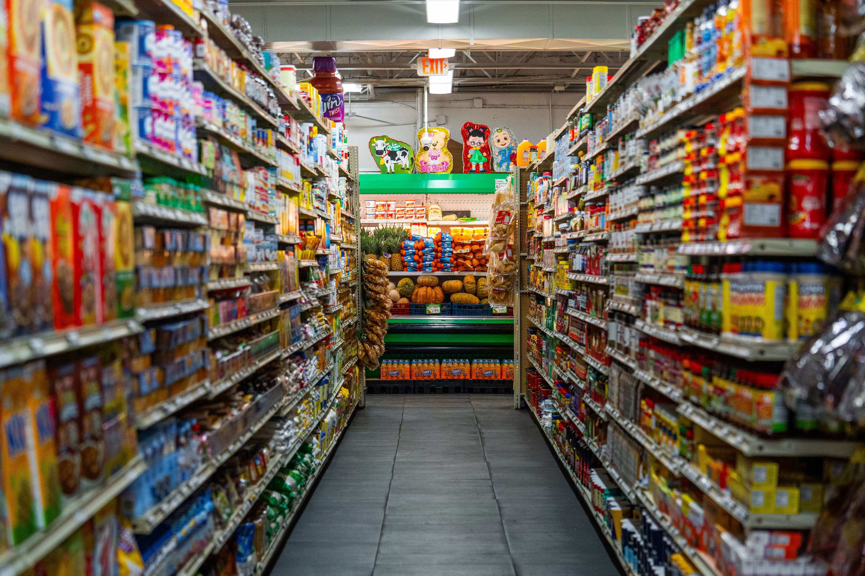 Well-stocked shelves at Woodbine Fresh Market