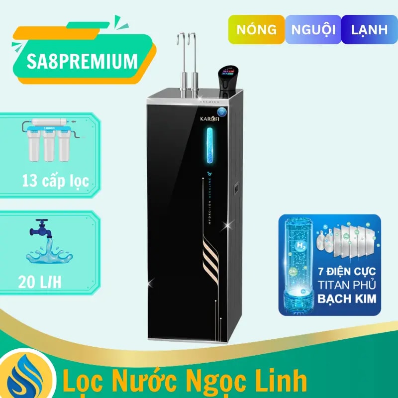 Máy lọc nước nóng lạnh Hydro-ion Kiềm Karofi SA8 PREMIUM