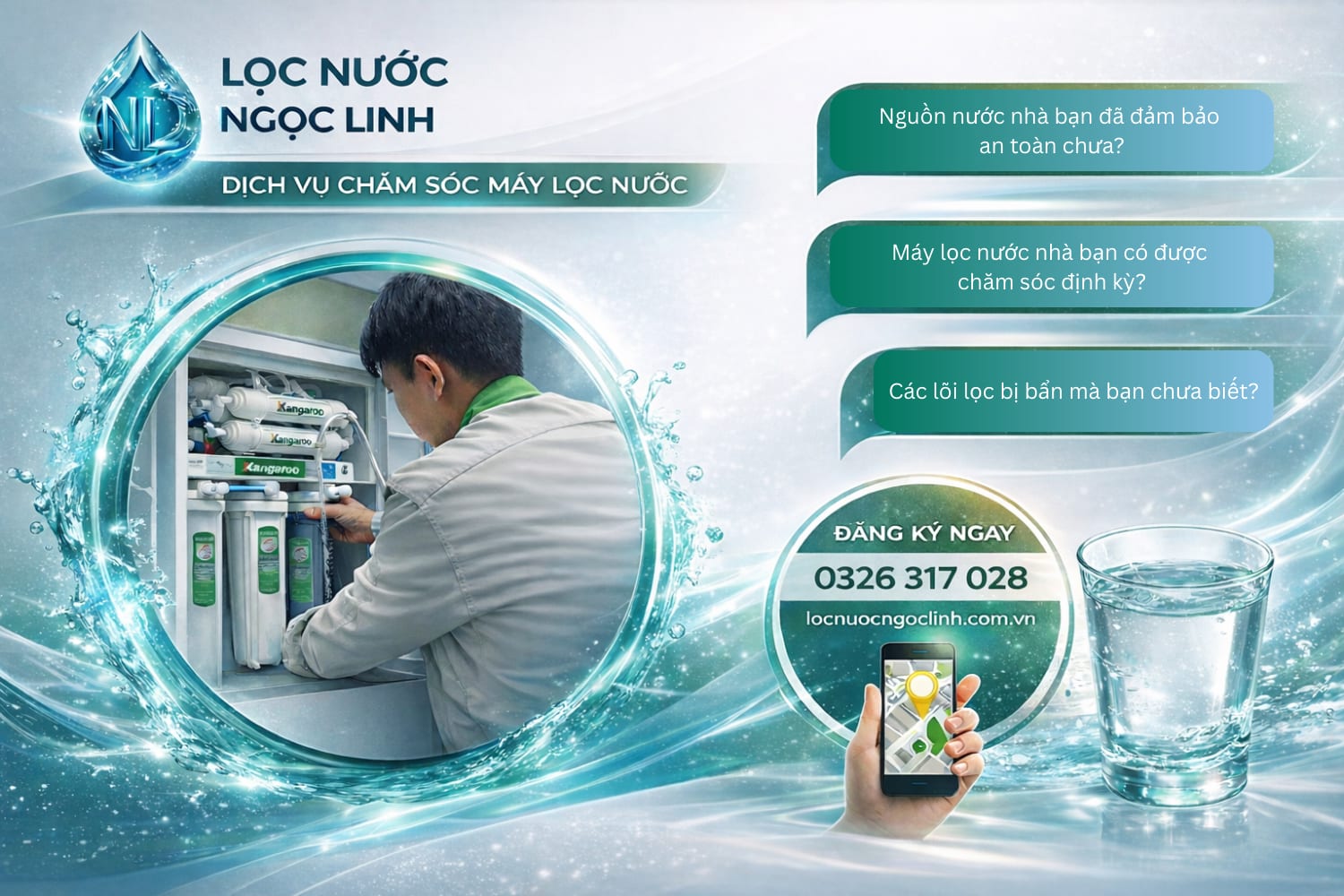 Sửa máy lọc nước Kangaroo tại phường Vĩnh Phúc, Phú Thọ – Thợ sửa tại nhà sau 30 phút