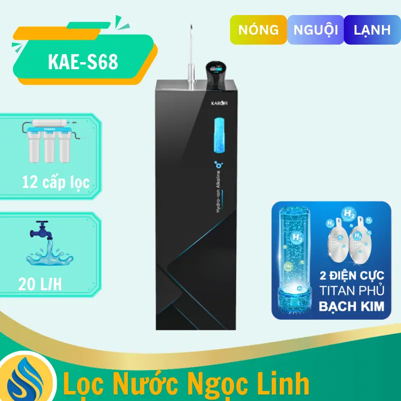Máy lọc nước Hydro-ion kiềm Karofi KAE-S68 - 12 lõi lọc