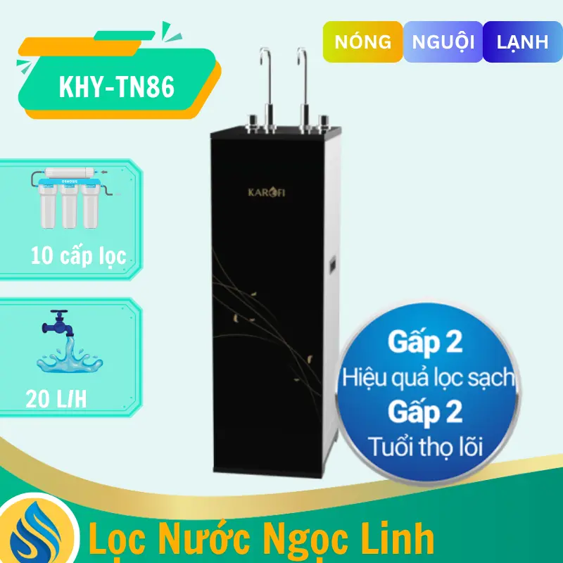 Máy lọc nước nóng lạnh Karofi KHY-TN86 - 4 CHế độ Nóng - Lạnh - Nguội - Hydrogen