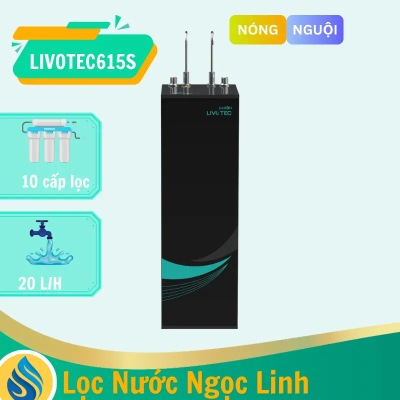 Máy lọc nước nóng nguội Karofi Livotec 615S - Mẫu Mới 2025